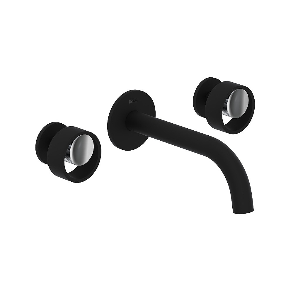 Rohl EC08W3IWMBC Eclissi™ Wall Mount Lavatory Faucet Trim With C-Spout - Matte Black/Polished Chrome