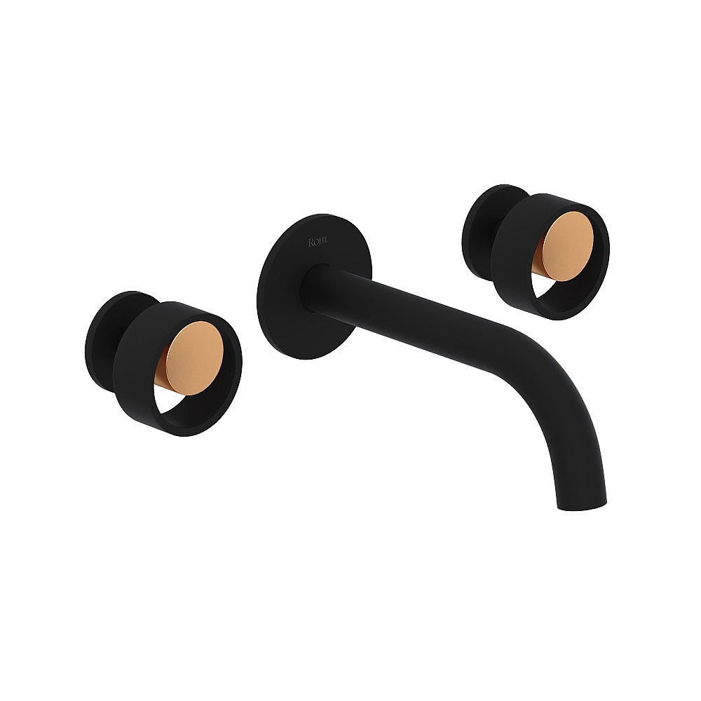 Rohl EC08W3IWMBG Eclissi™ Wall Mount Lavatory Faucet Trim With C-Spout - Matte Black/Satin Gold