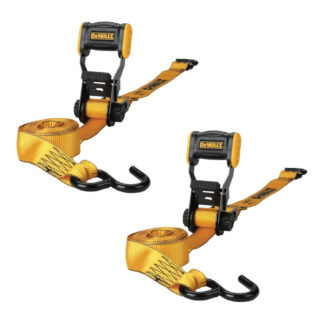 DeWalt DXBC18002 12ft x 1-1/4" 1800lb S-Hook Ratchet Strap, 2 Pack - Yellow