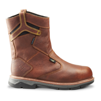 Terra 4TCCBN 11" Men's Patton Wellington Waterproof Aluminum Toe Pull-On Safety Work Boot with Internal Met Guard - Brown