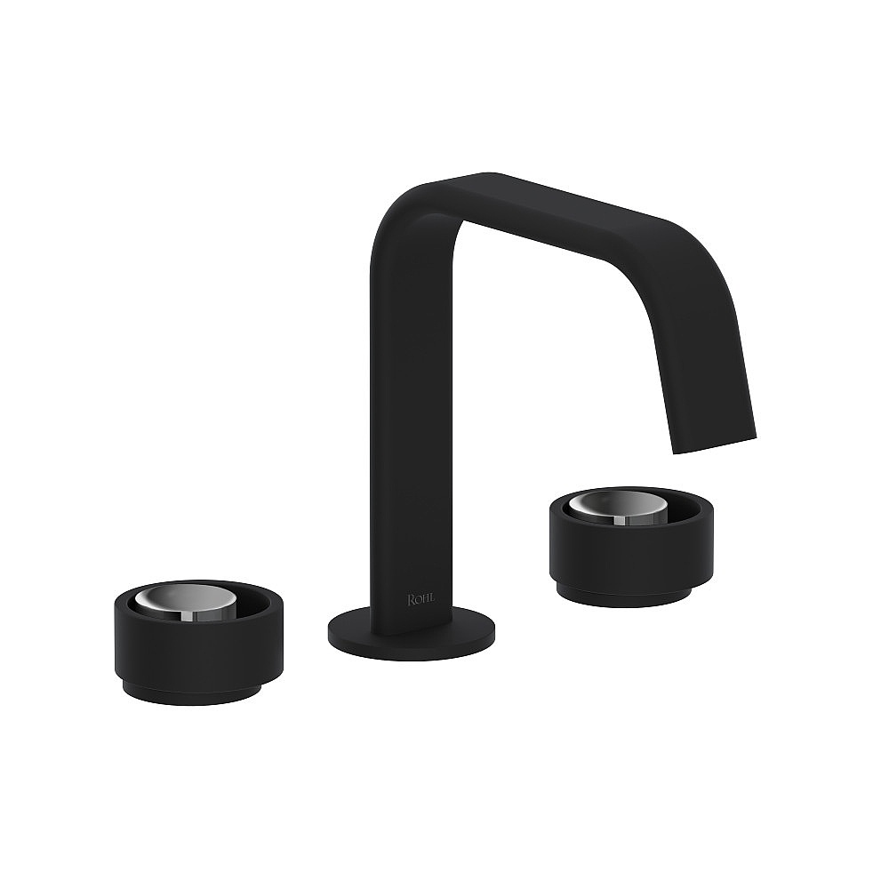 Rohl EC09D3IWMBC Eclissi™ Widespread Lavatory Faucet With U-Spout - Matte Black/Polished Chrome