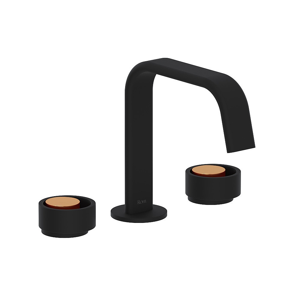 Rohl EC09D3IWMBG Eclissi™ Widespread Lavatory Faucet With U-Spout - Matte Black/Satin Gold