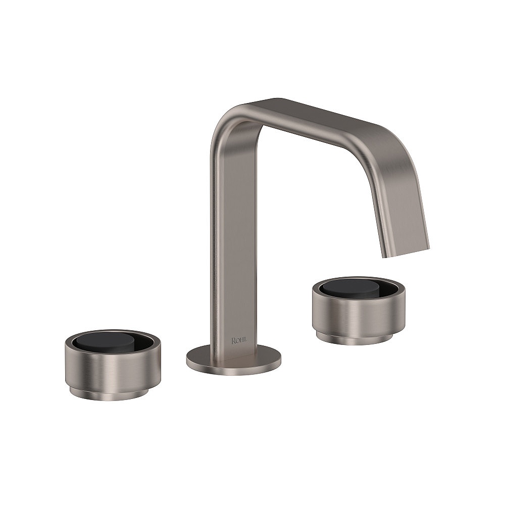 Rohl EC09D3IWSNB Eclissi™ Widespread Lavatory Faucet With U-Spout - Satin Nickel/Matte Black