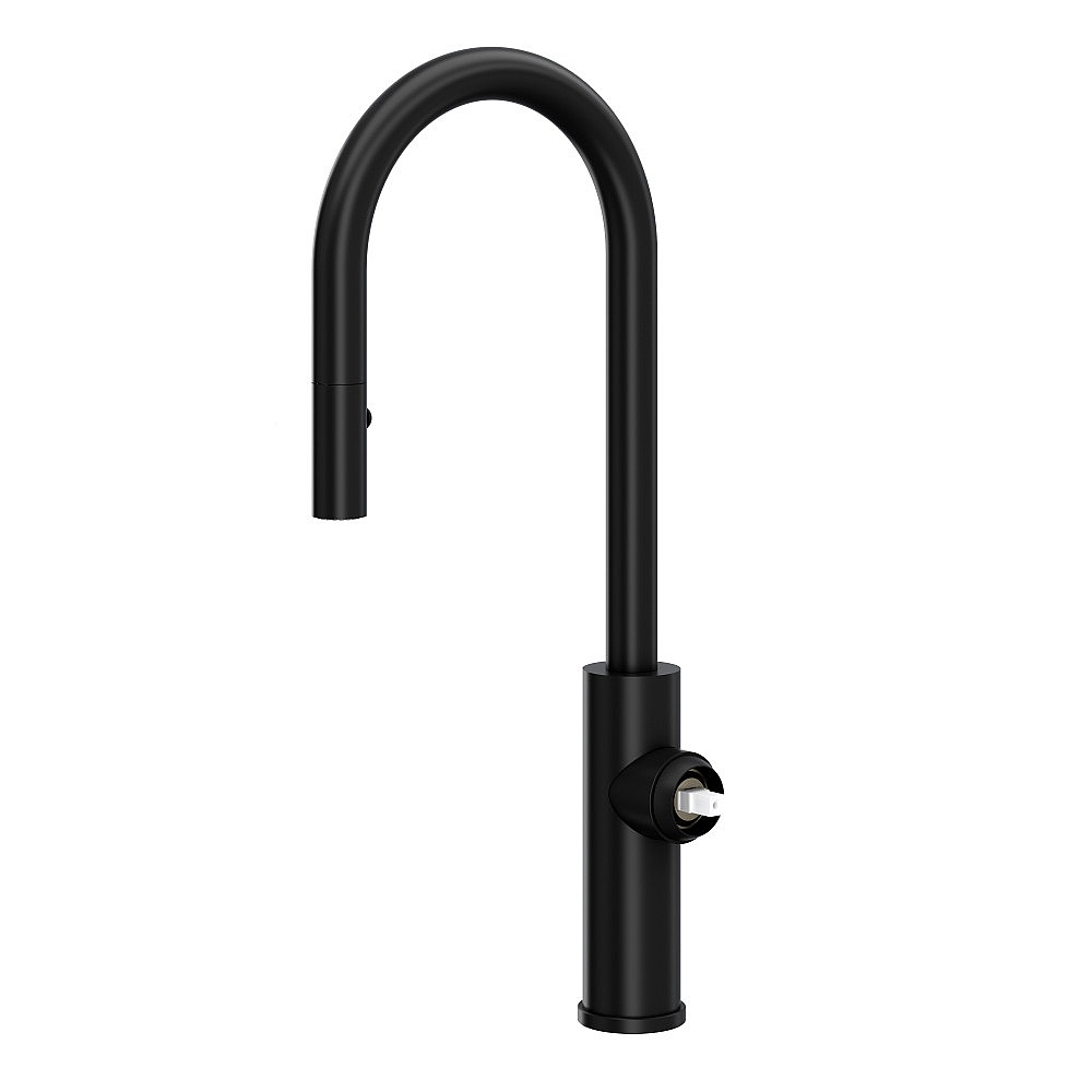 Rohl EC65D1MB Eclissi™ Pull-Down Bar/Food Prep Kitchen Faucet With C-Spout - Less Handle - Matte Black