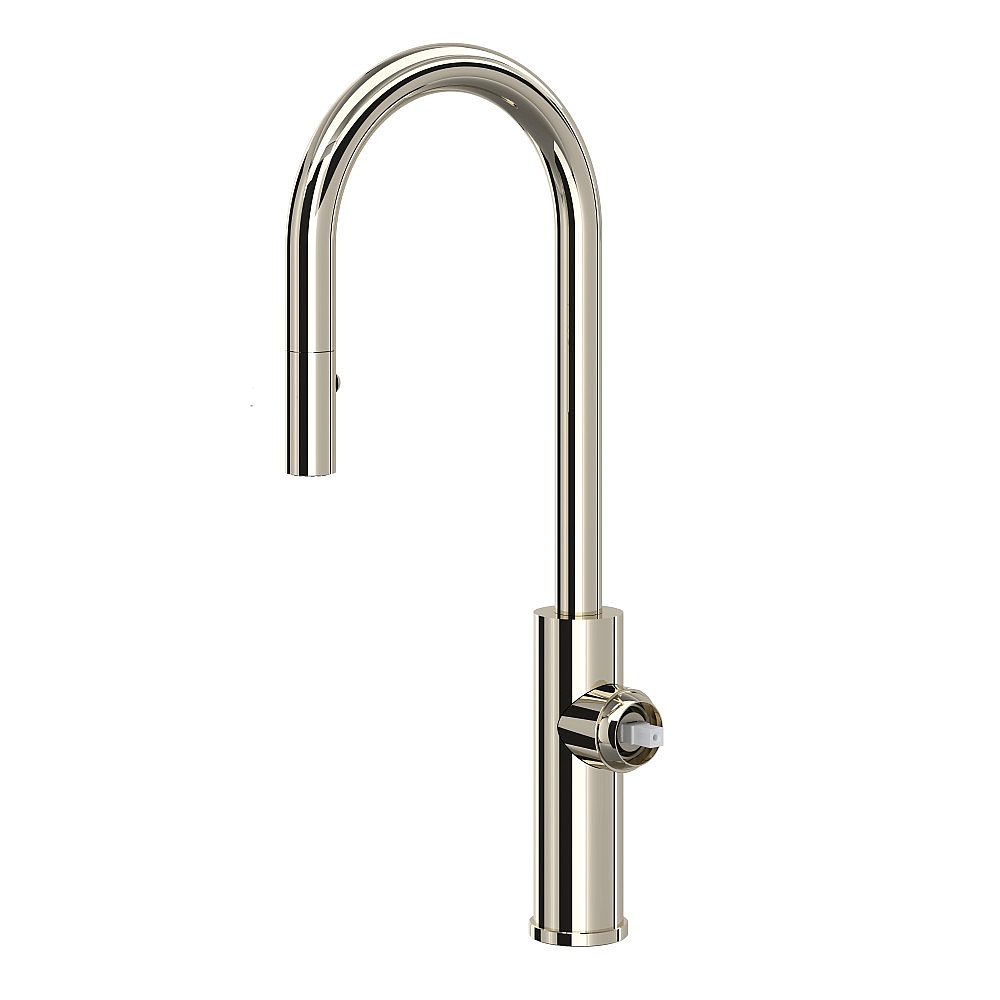 Rohl EC65D1PN Eclissi™ Pull-Down Bar/Food Prep Kitchen Faucet With C-Spout - Less Handle - Polished Nickel