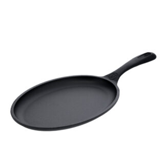 Victoria 6232357BK 16" x 7" Cast Iron Fajita Skillet - Black