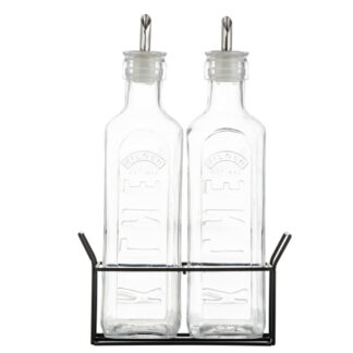 Kilner 0025028KN 600ml Glass Bottles with Stand - Clear & Black