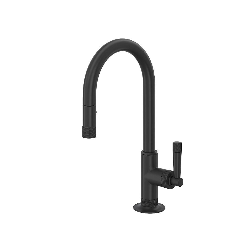 Rohl MB7930SLMMB-2 Graceline® Pull-Down Bar/Food Prep Kitchen Faucet With C-Spout - Matte Black