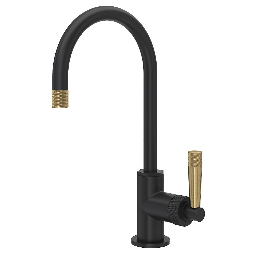 Rohl MB7960LMMBA Graceline® Bar/Food Prep Kitchen Faucet With C-Spout - Matte Black/Antique Gold
