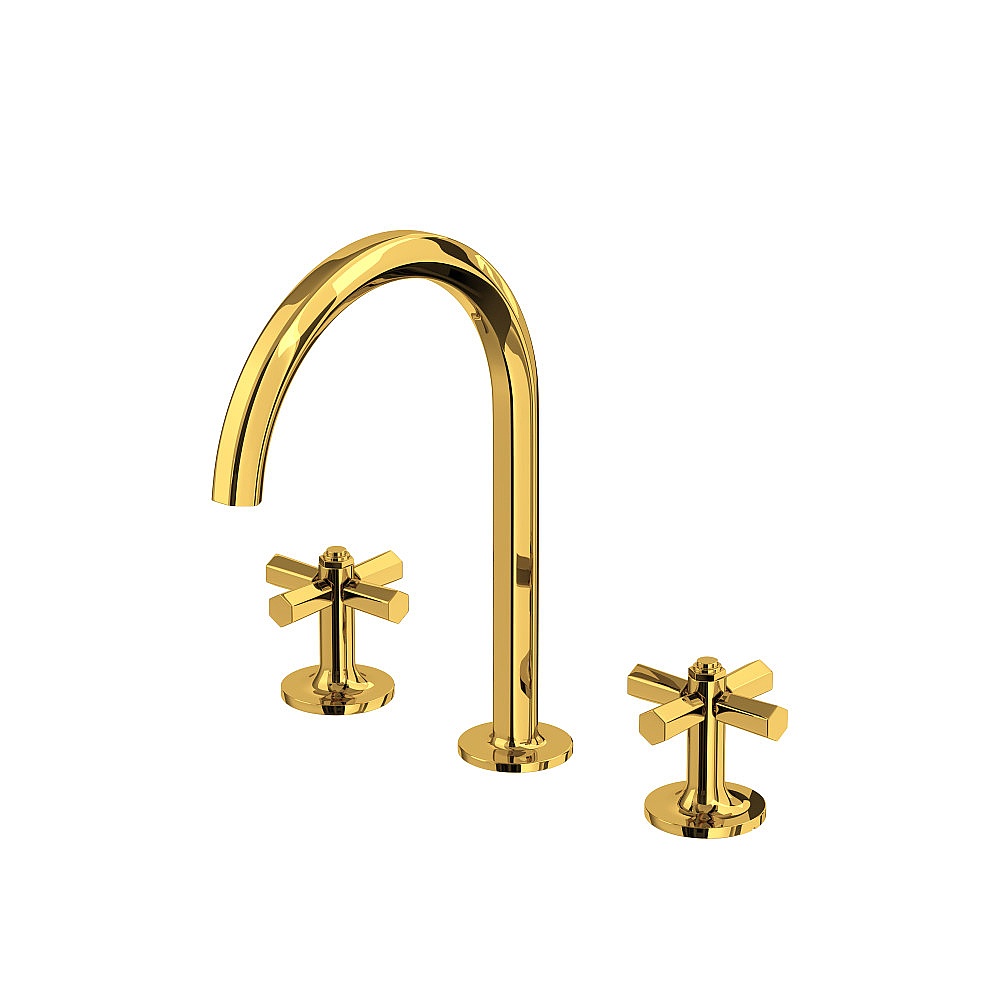 Rohl MD08D3XMULB Modelle™ Widespread Lavatory Faucet With C-Spout - Unlacquered Brass