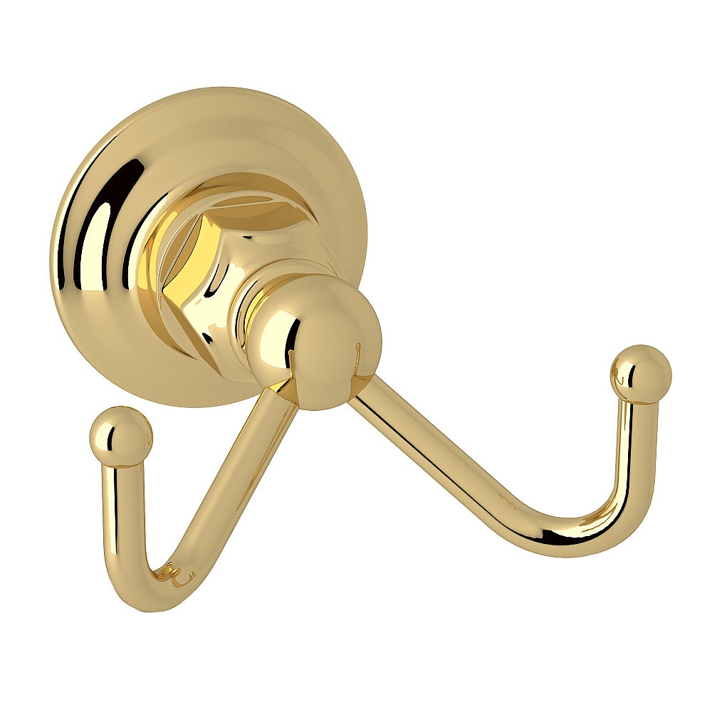 Rohl ROT7DULB Double Robe Hook - Unlacquered Brass