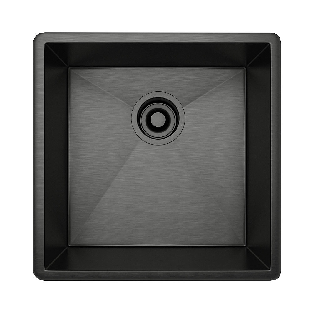 Rohl RSS1515BKS Forze™ 15" Single Bowl Stainless Steel Kitchen Or Bar/Food Prep Sink - Black Stainless Steel