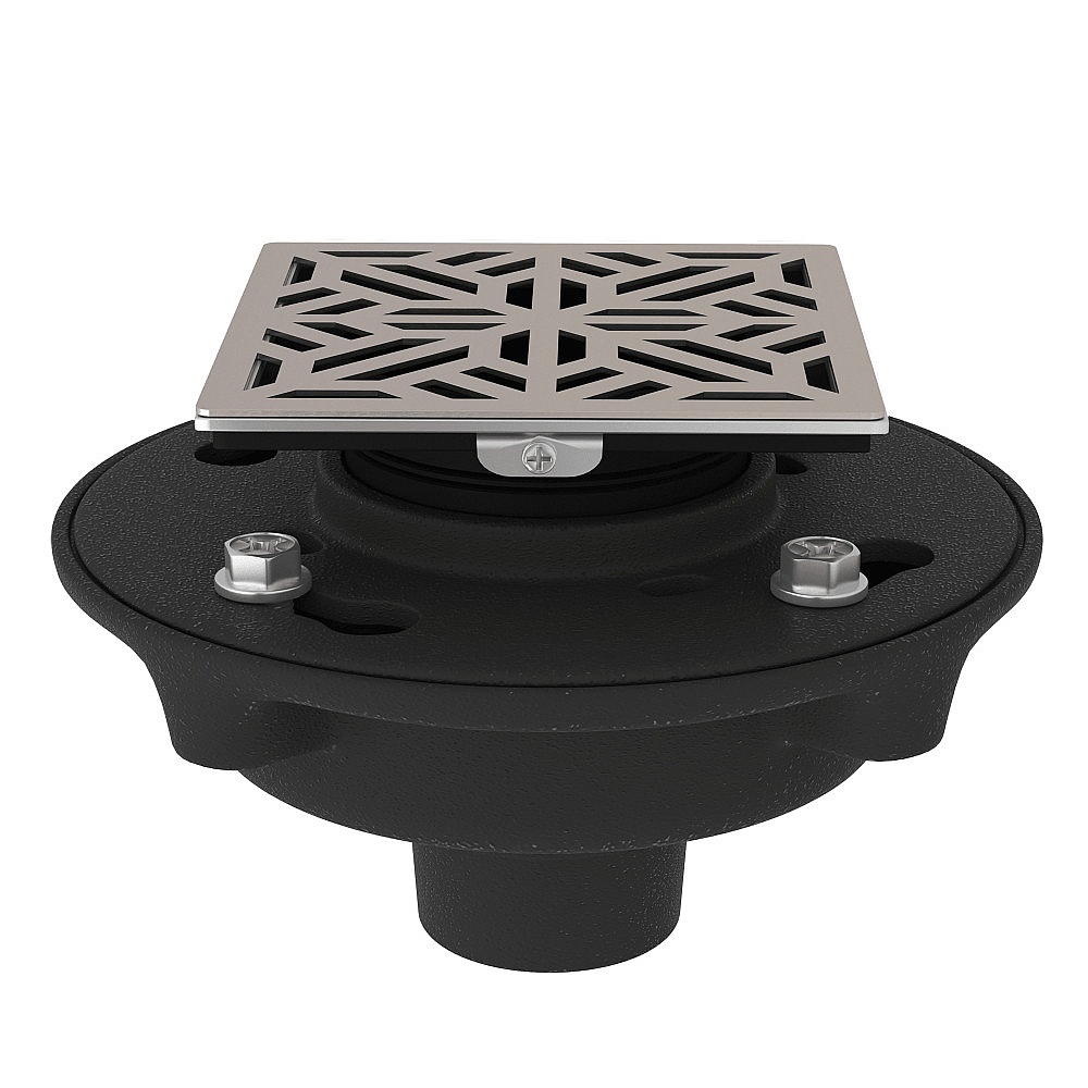 Rohl SDCI2-3144STN Cast Iron 2" No Hub Drain Kit With 3144 Mosaic Decorative Cover - Satin Nickel