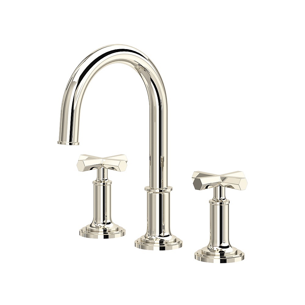 Rohl SG08D3XMPN San Giovanni™ Widespread Lavatory Faucet With C-Spout - Polished Nickel