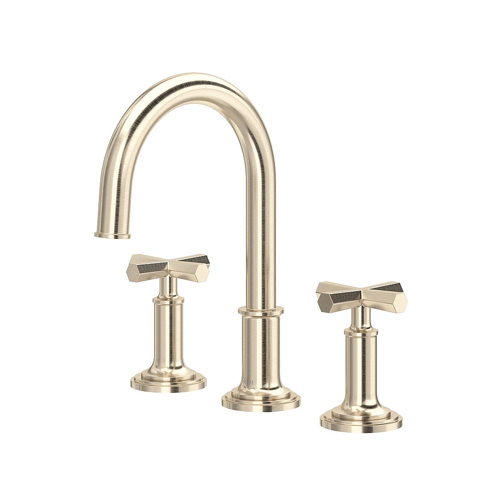 Rohl SG08D3XMSTN San Giovanni™ Widespread Lavatory Faucet With C-Spout - Satin Nickel