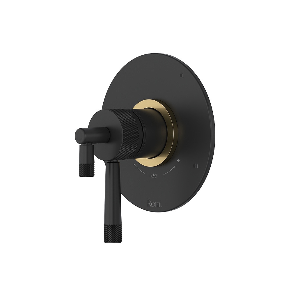Rohl TAM45W1LMMBA Amahle™ 1/2" Therm & Pressure Balance Trim With 5 Functions - Matte Black/Antique Gold