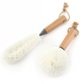 Danesco 245013WH EVA Foam Glass Cleaning Brushes, 2 Pack - White & Beechwood