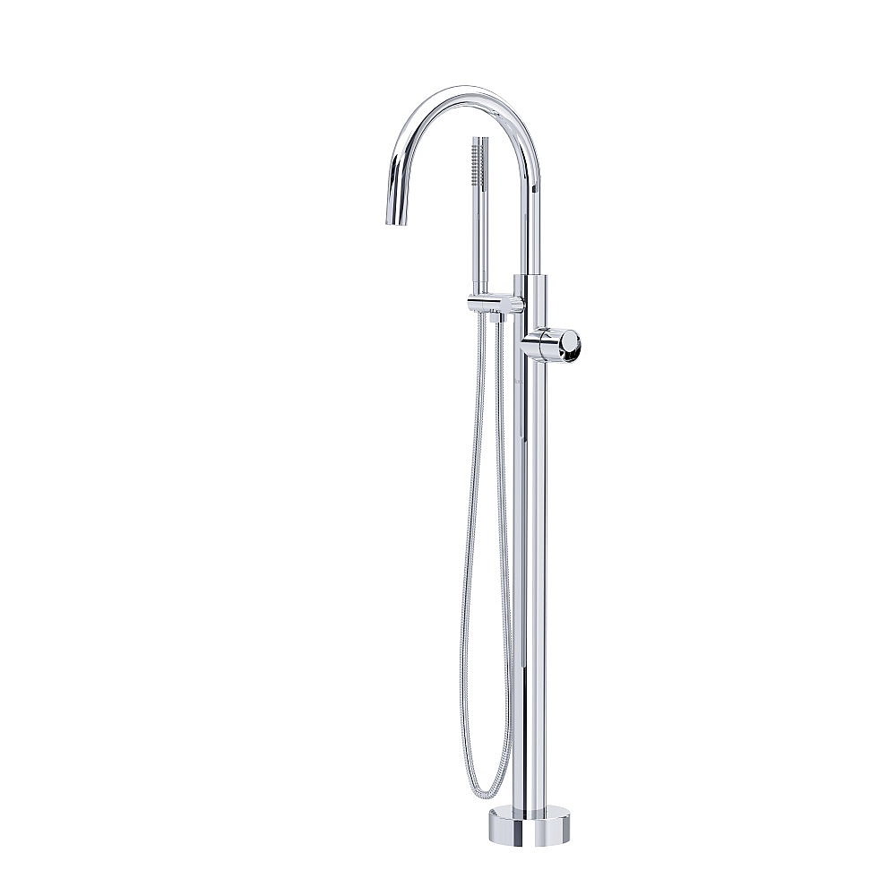 Rohl TEC06HF1IWAPC Eclissi™ Single Hole Floor Mount Tub Filler Trim With C-Spout - Polished Chrome
