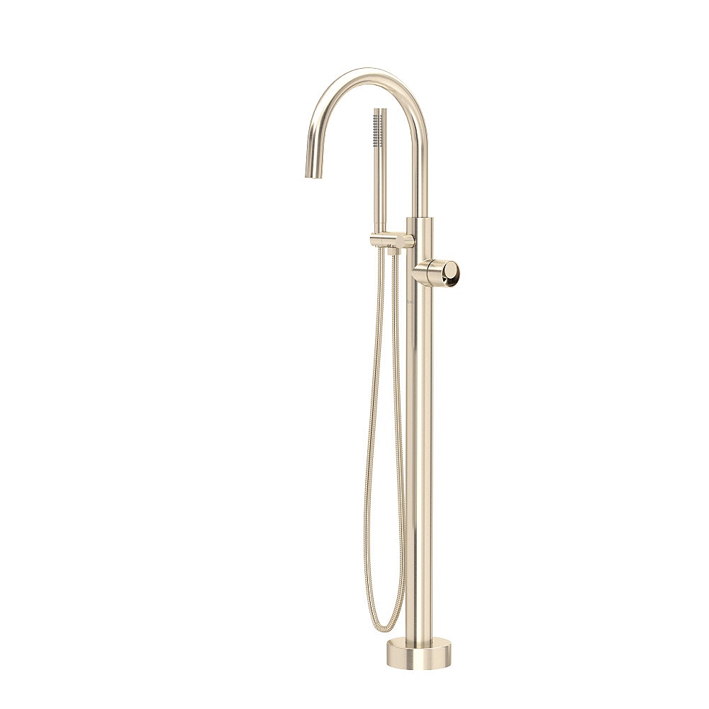 Rohl TEC06HF1IWSTN Eclissi™ Single Hole Floor Mount Tub Filler Trim With C-Spout - Satin Nickel