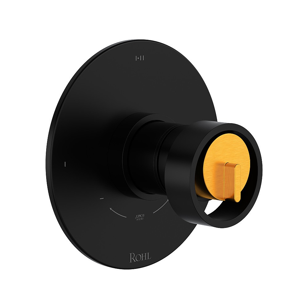 Rohl TEC23W1IWMBG Eclissi™ 1/2" Therm & Pressure Balance Trim With 3 Functions - Matte Black/Satin Gold