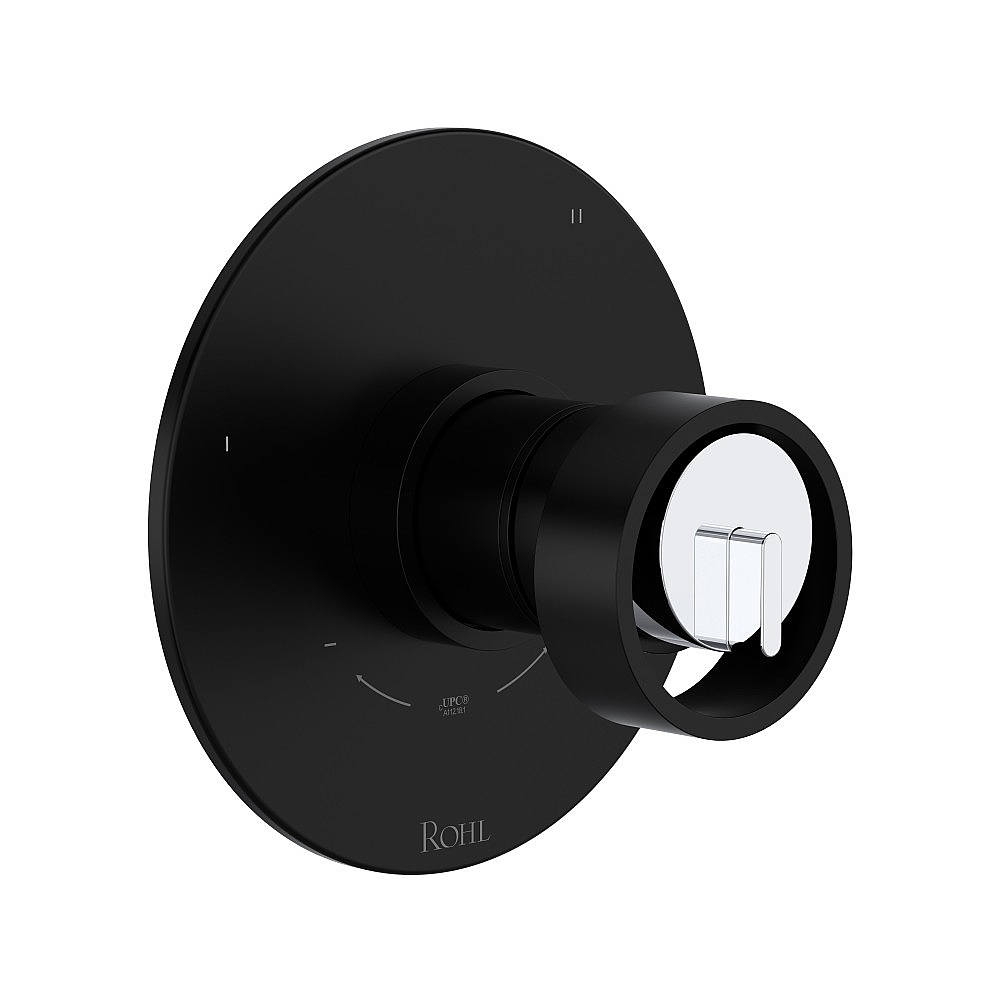 Rohl TEC45W1IWMBC Eclissi™ 1/2" Therm & Pressure Balance Trim With 5 Functions - Matte Black/Polished Chrome