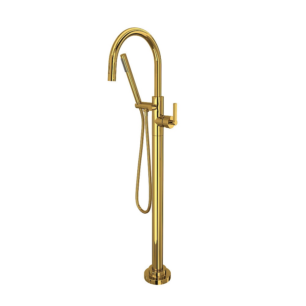 Rohl TLB06HF1LMULB Lombardia® Single Hole Floor Mount Tub Filler Trim - Unlacquered Brass