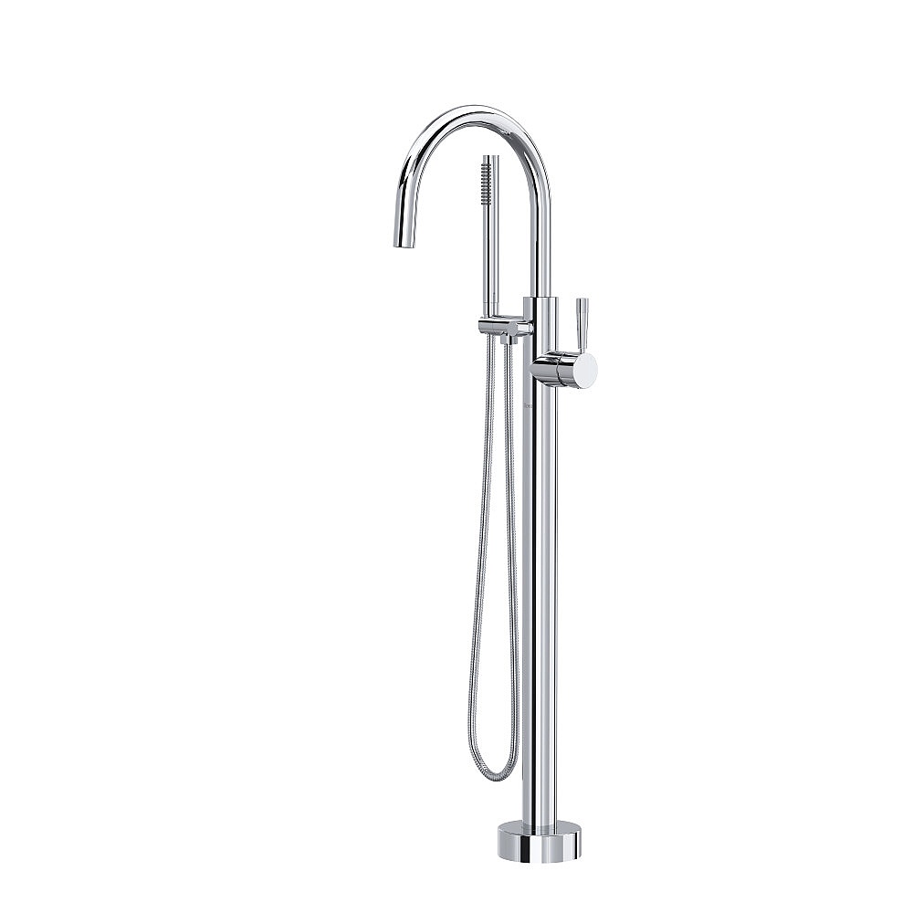 Rohl TMB06HF1LMAPC Knurled Single Hole Floor Mount Tub Filler Trim - Polished Chrome