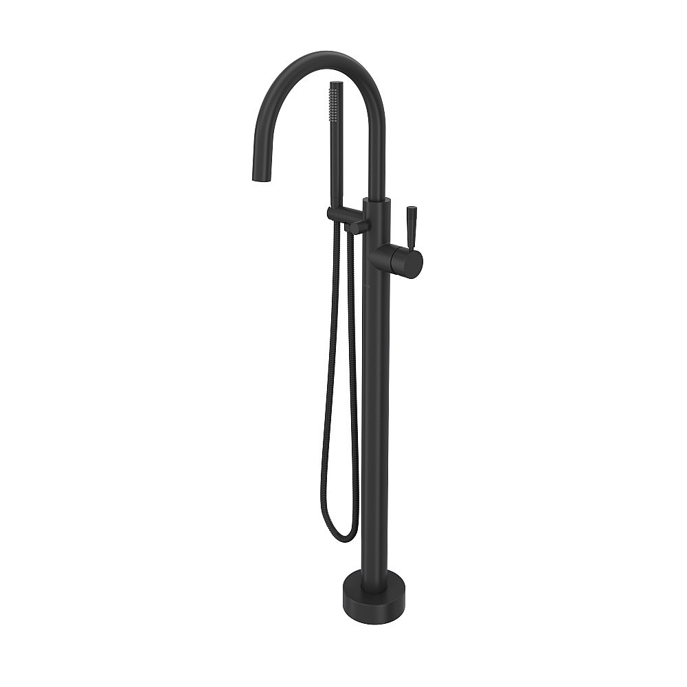 Rohl TMB06HF1LMMB Knurled Single Hole Floor Mount Tub Filler Trim - Matte Black