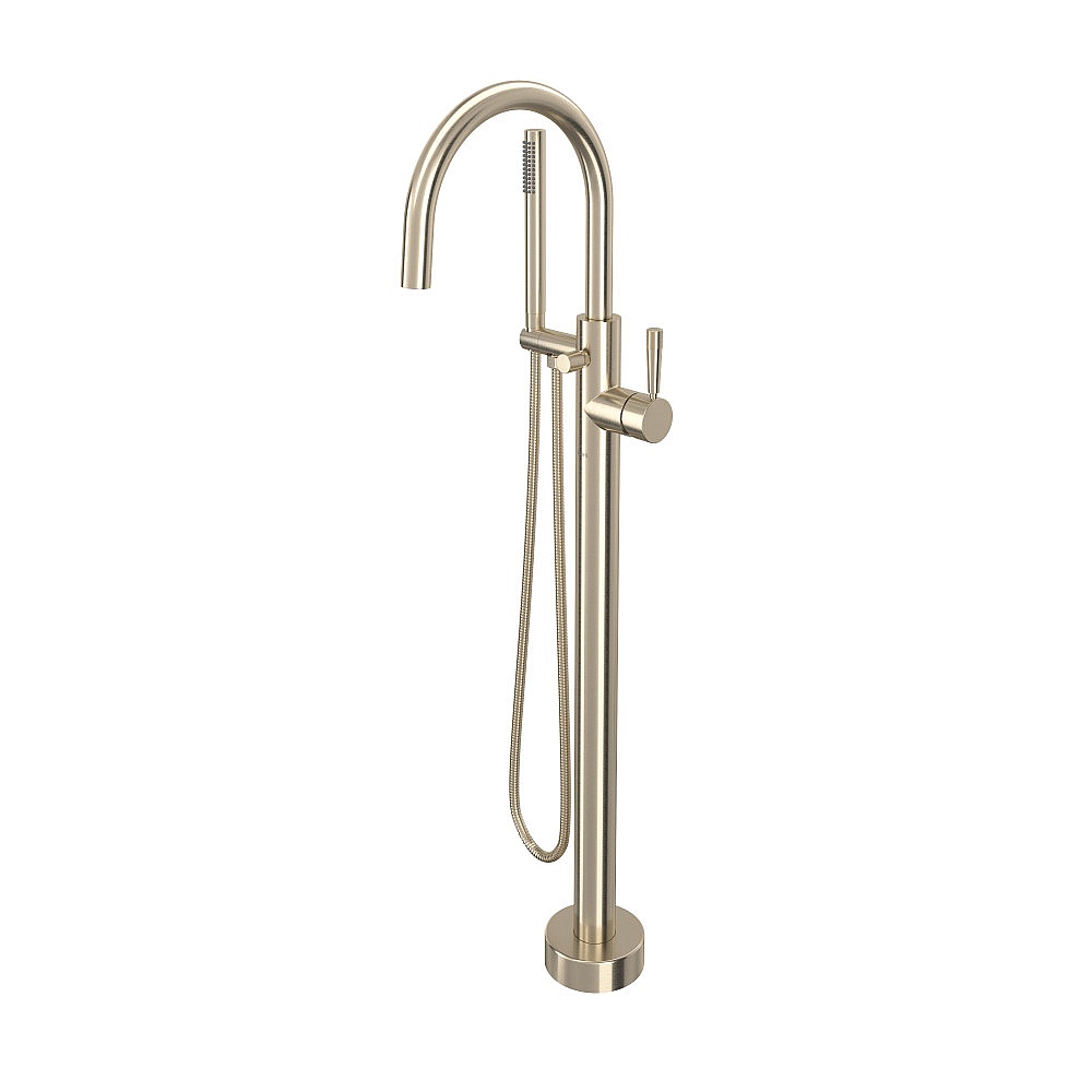 Rohl TMB06HF1LMSTN Knurled Single Hole Floor Mount Tub Filler Trim - Satin Nickel