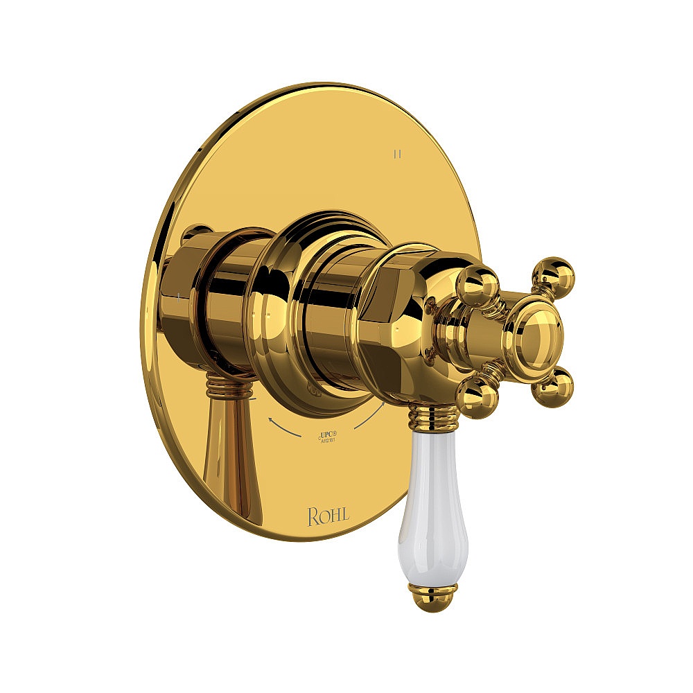 Rohl TTD45W1LPULB 1/2" Therm & Pressure Balance Trim With 5 Functions - Unlacquered Brass