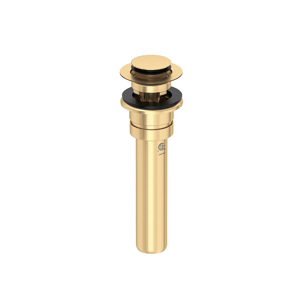 Perrin & Rowe U.0127DOFSEG Lavatory Push Drain With Overflow - Satin English Gold