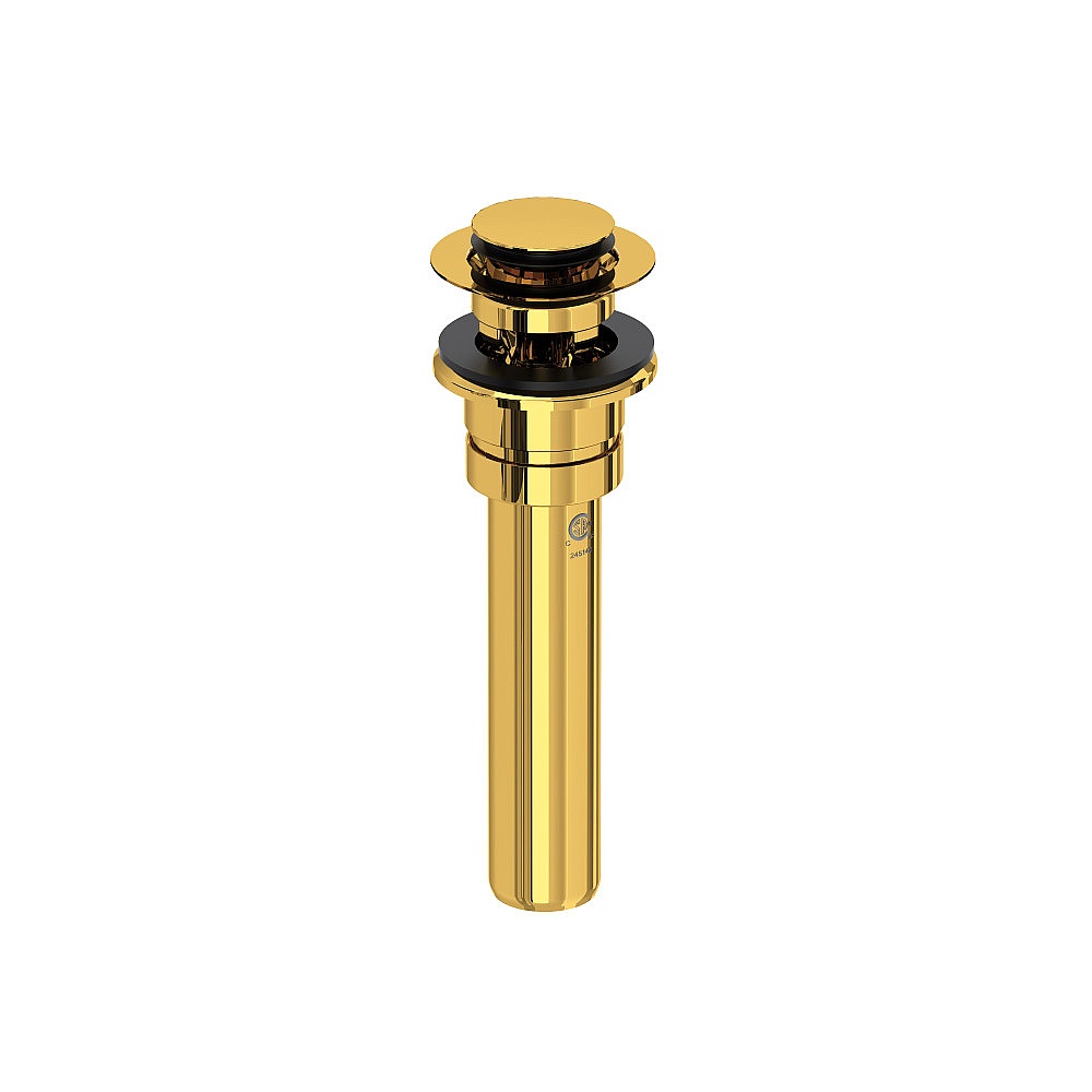Perrin & Rowe U.0127DOFULB Lavatory Push Drain With Overflow - Unlacquered Brass