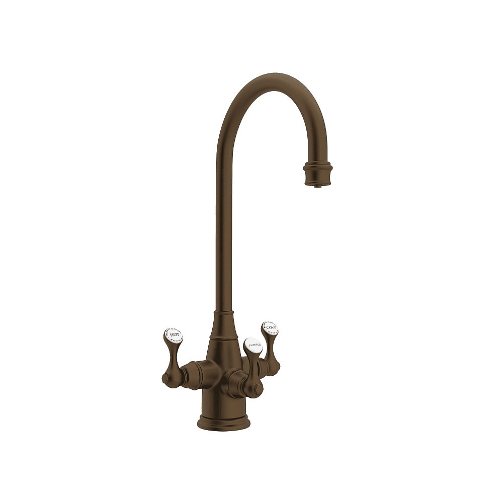 Perrin & Rowe U.1220LS-EB-2 Georgian Era™ Three Handle Bar/Food Prep Filter Kitchen Faucet - English Bronze