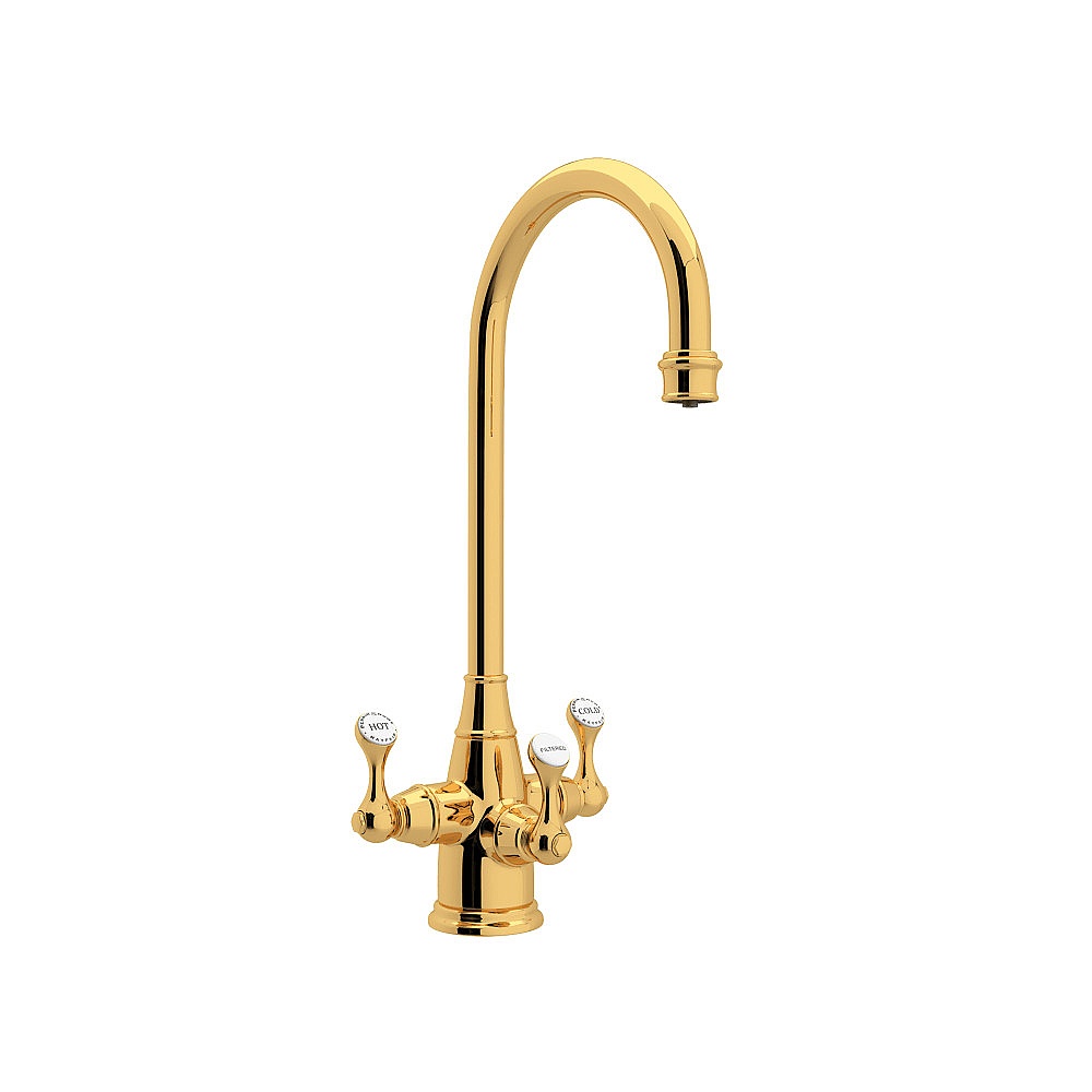 Perrin & Rowe U.1220LS-EG-2 Georgian Era™ Three Handle Bar/Food Prep Filter Kitchen Faucet - English Gold