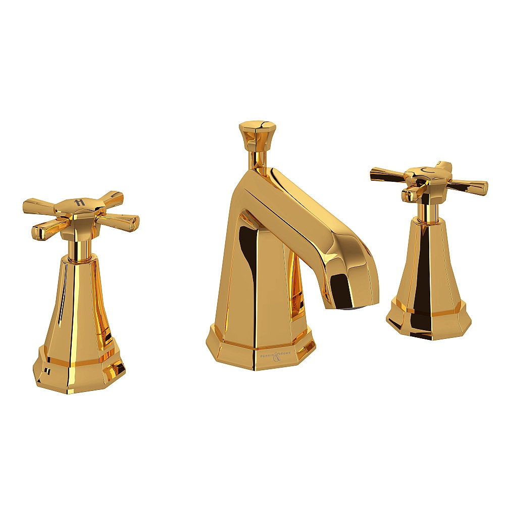 Perrin & Rowe U.3142X-EG-2 Deco™ Widespread Lavatory Faucet - English Gold
