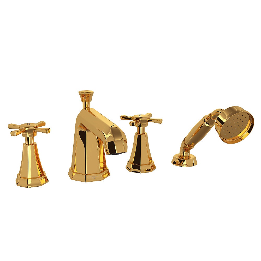 Perrin & Rowe U.3153X-EG Deco™ 4-Hole Deck Mount Tub Filler - English Gold