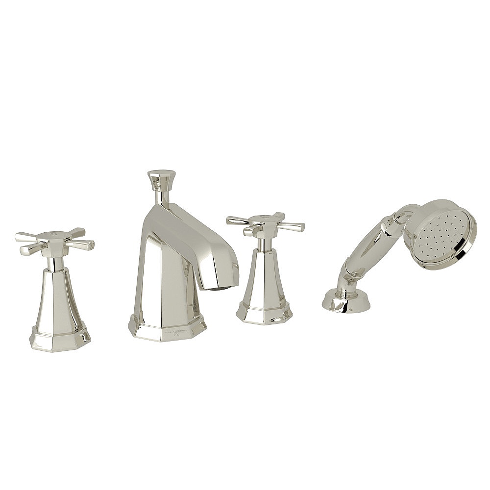 Perrin & Rowe U.3153X-PN Deco™ 4-Hole Deck Mount Tub Filler - Polished Nickel