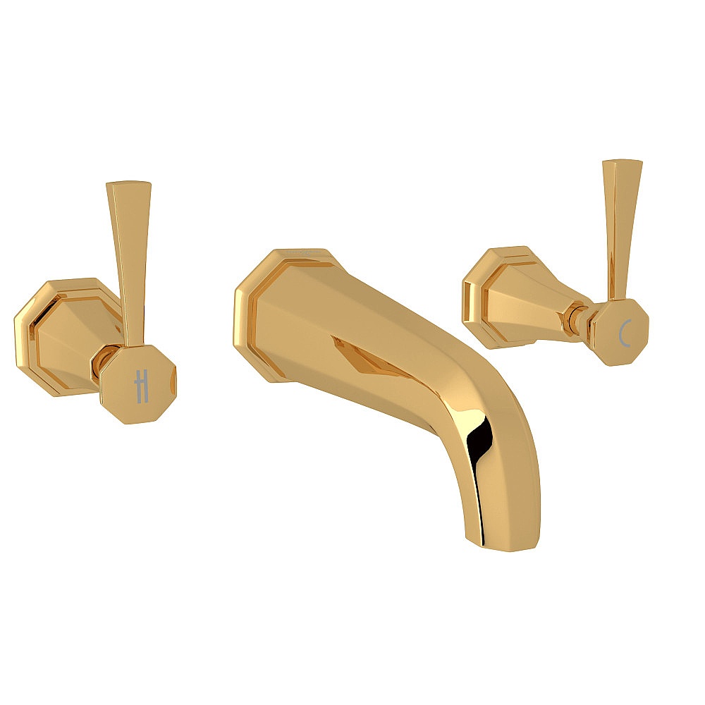 Perrin & Rowe U.3170LS-EG/TO-2 Deco™ Wall Mount Lavatory Faucet Trim - English Gold
