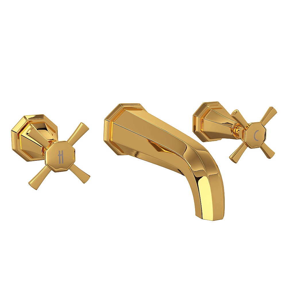 Perrin & Rowe U.3171X-EG/TO-2 Deco™ Wall Mount Lavatory Faucet Trim - English Gold