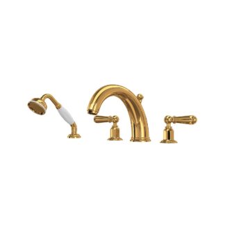 Perrin & Rowe U.3248L-EG Edwardian™ 4-Hole Deck Mount Tub Filler - English Gold