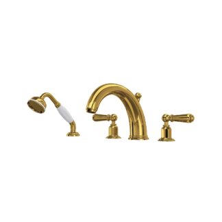 Perrin & Rowe U.3248L-ULB Edwardian™ 4-Hole Deck Mount Tub Filler - Unlacquered Brass