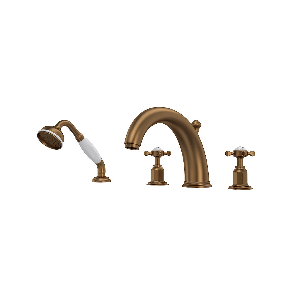 Perrin & Rowe U.3249X-EB Edwardian™ 4-Hole Deck Mount Tub Filler - English Bronze