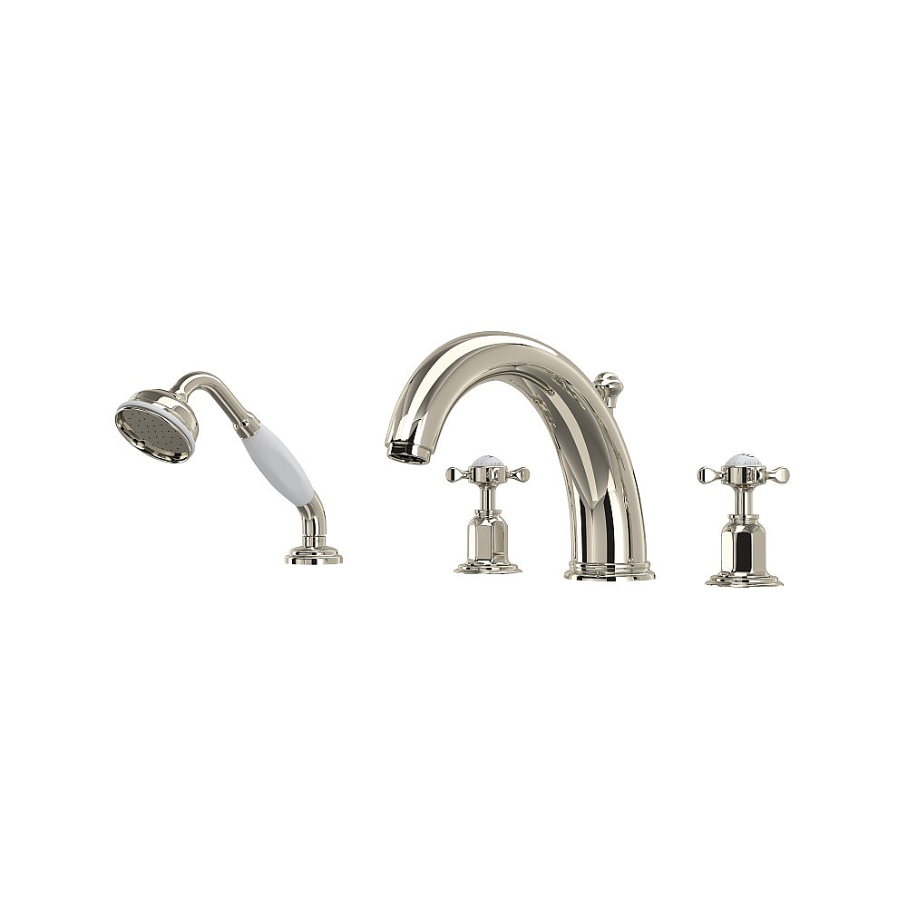 Perrin & Rowe U.3249X-PN Edwardian™ 4-Hole Deck Mount Tub Filler - Polished Nickel