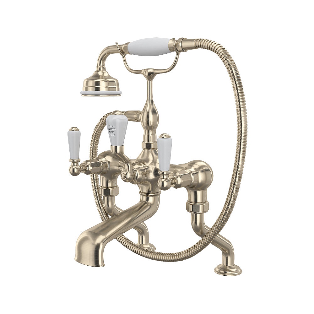 Perrin & Rowe U.3500L/1-STN Traditional Exposed Deck Mount Tub Filler - Satin Nickel