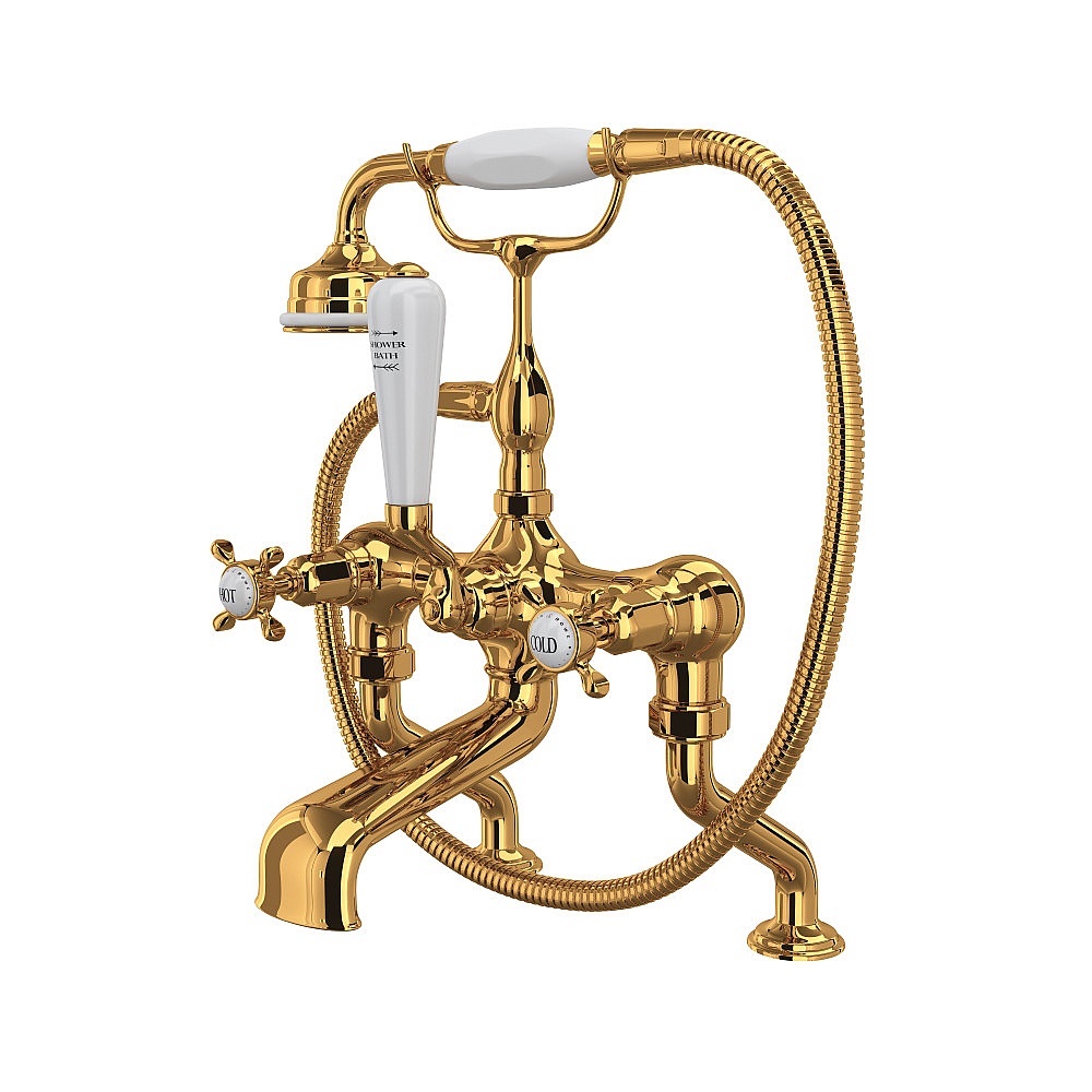 Perrin & Rowe U.3501X/1-EG Traditional Exposed Deck Mount Tub Filler - English Gold