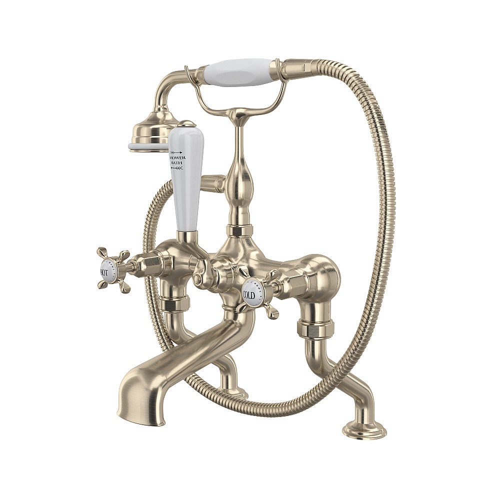 Perrin & Rowe U.3501X/1-STN Traditional Exposed Deck Mount Tub Filler - Satin Nickel