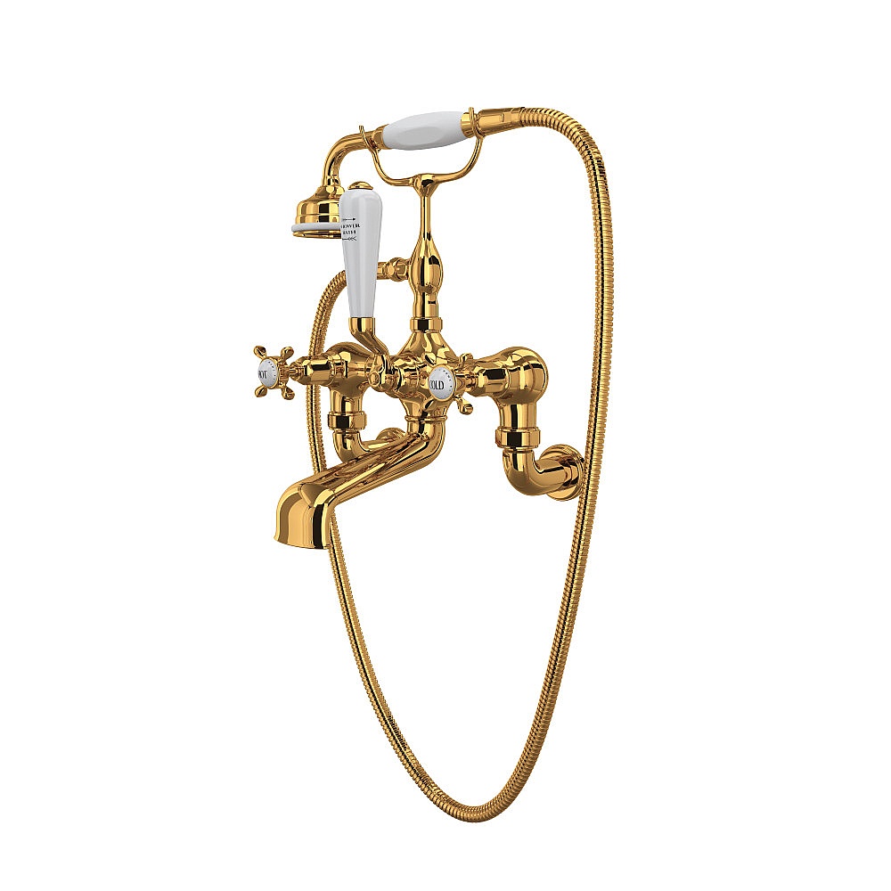Perrin & Rowe U.3511X/1-EG Traditional Exposed Wall Mount Tub Filler - English Gold