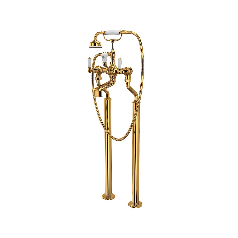 Perrin & Rowe U.3520L/1-EG Traditional Floor Mount Tub Filler - English Gold