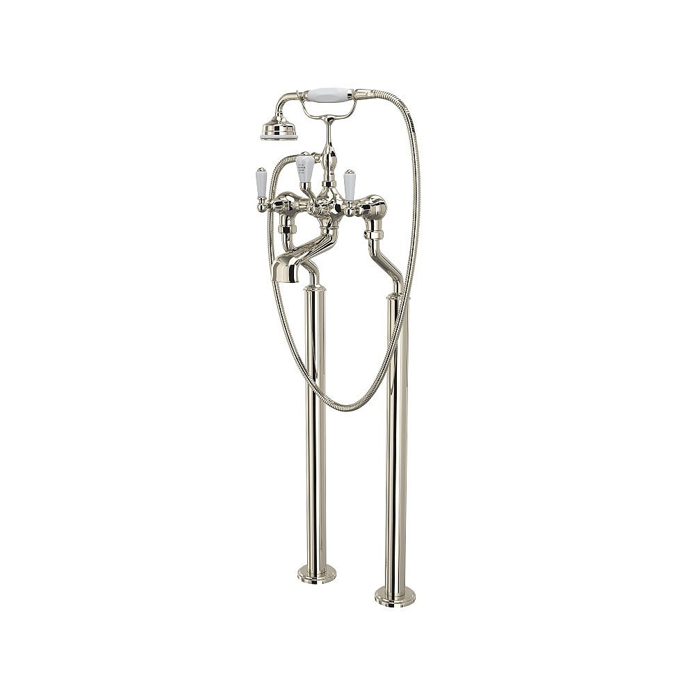 Perrin & Rowe U.3520L/1-PN Traditional Floor Mount Tub Filler - Polished Nickel