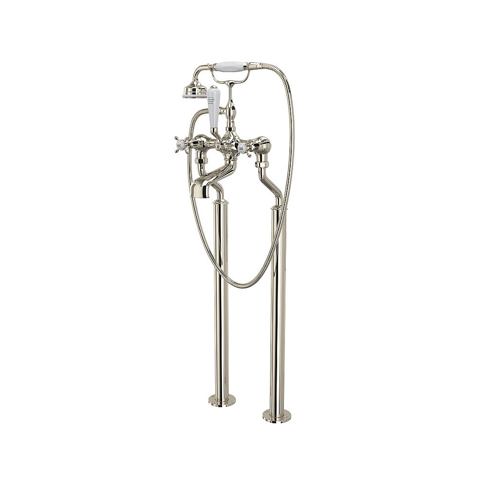 Perrin & Rowe U.3521X/1-PN Traditional Floor Mount Tub Filler - Polished Nickel